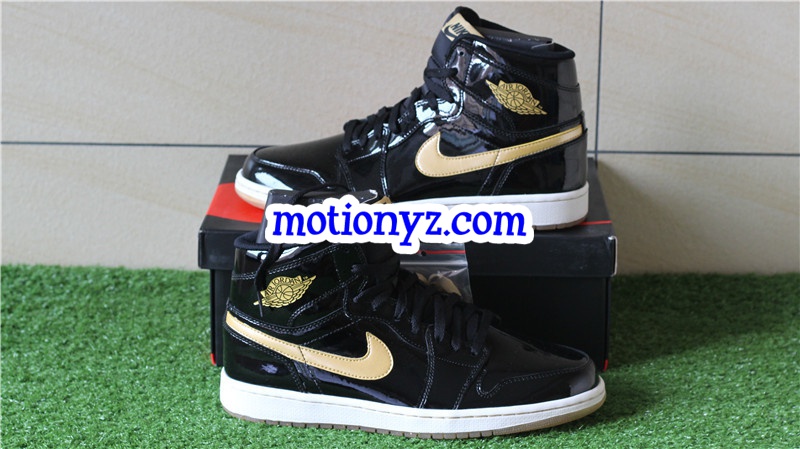 Authentic Air Jordan 1 Black Metallic Gold